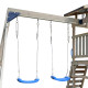 Spielplatz aus thermobehandeltem Holz SAGAZ mit 2 Schaukeln und 1 Rutsche - Abracadaprout