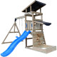 Spielplatz aus thermobehandeltem Holz SAGAZ mit 2 Schaukeln und 1 Rutsche - Abracadaprout