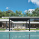Pavillon mit Lamellendach aus Aluminium freistehend + motorisiert DOBLA mit doppelten Lamellen in Graphitschwarz 4x3m - X-METAL
