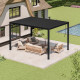 Pavillon mit Lamellendach aus Aluminium freistehend DOBLA mit doppelten Lamellen in Graphitschwarz 4x3m - X-METAL