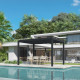 Pavillon mit Lamellendach aus Aluminium freistehend DELUXE mit doppelten Lamellen in Graphitschwarz 4x4m Fernsteuerung X-METAL