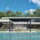 Pavillon mit Lamellendach aus Aluminium freistehend DELUXE mit doppelten Lamellen in Graphitschwarz 3,5x5m Fernsteuerung X-METAL