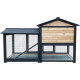 Kleintierstall aus thermobehandeltem FSC-Holz mit Freilaufgehege 147x53x92cm für 4 Kaninchen oder Nagetiere - Shelty Pet