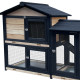 Kleintierstall aus thermobehandeltem FSC-Holz mit Freilaufgehege 147x53x92cm für 4 Kaninchen oder Nagetiere - Shelty Pet