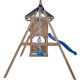 Spielplatz aus thermobehandeltem Holz MAMMOUTH mit 2 Schaukeln, 1 Trapez und 1 Rutsche - Abracadaprout