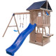 Spielplatz aus thermobehandeltem Holz MAMMOUTH mit 2 Schaukeln, 1 Trapez und 1 Rutsche - Abracadaprout