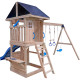 Spielplatz aus thermobehandeltem Holz MAMMOUTH mit 2 Schaukeln, 1 Trapez und 1 Rutsche - Abracadaprout