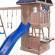 Spielplatz aus thermobehandeltem Holz MAMMOUTH mit 2 Schaukeln, 1 Trapez und 1 Rutsche - Abracadaprout
