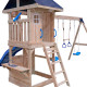 Spielplatz aus thermobehandeltem Holz MAMMOUTH mit 2 Schaukeln, 1 Trapez und 1 Rutsche - Abracadaprout