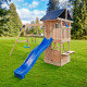 Spielplatz aus thermobehandeltem Holz MAMMOUTH mit 2 Schaukeln, 1 Trapez und 1 Rutsche - Abracadaprout