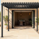 Pavillon mit Lamellendach STEEL aus verzinktem Stahl freistehend in Anthrazit 3x3m - X-METAL