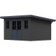 Gartenhaus aus WPC 28mm in Dunkelgrau und Anthrazit 12m² PREMIUM mit Pultdach - Woodlife Garden