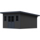 Gartenhaus aus WPC 28mm in Dunkelgrau und Anthrazit 14,90m² PREMIUM mit Pultdach - Woodlife Garden