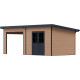 Gartenhaus mit Terrasse und Pultdach aus 28mm WPC in Holzoptik 16,8m² PREMIUM - Woodlife Garden