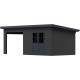 Gartenhaus mit Terrasse und Pultdach aus 28mm WPC in Dunkelgrau und Anthrazit 16,8m² PREMIUM - Woodlife Garden