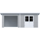Gartenhaus mit Terrasse und Pultdach aus 28mm WPC in Hellgrau 16,8m² PREMIUM - Woodlife Garden