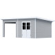 Gartenhaus mit Terrasse und Pultdach aus 28mm WPC in Hellgrau 16,8m² PREMIUM - Woodlife Garden