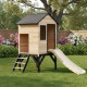 Stelzenhaus aus thermobehandeltem FSC-Holz mit Rutsche Floutch - Abracadaprout