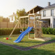 Spielplatz aus thermobehandeltem Holz SAGAZ mit 2 Schaukeln und 1 Rutsche - Abracadaprout