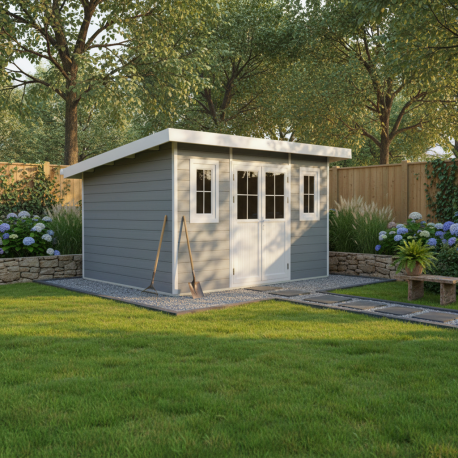 Gartenhaus aus WPC 28 mm, hellgrau, 386x292cm PREMIUM - Woodlife Garden