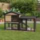 Kleintierstall aus thermobehandeltem FSC-Holz mit Freilaufgehege 147x53x92cm für 4 Kaninchen oder Nagetiere - Shelty Pet