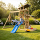 Spielplatz aus thermobehandeltem Holz SAGAZ mit 2 Schaukeln und 1 Rutsche - Abracadaprout