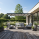 Pavillon mit motorisiertem, einziehbarem Tuch aus Aluminium in Graphitschwarz, freistehend 3x4m - X-METAL