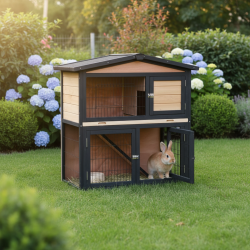 Outdoor Kleintierstall aus thermobehandeltem FSC-Holz 101x55x100cm - Shelty Pet