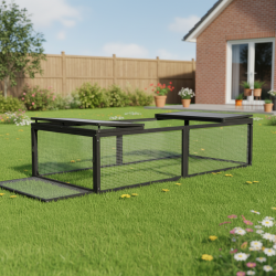 Kleintierstall mit Gitterstruktur aus thermobehandeltem FSC-Holz 180x90x48cm - Shelty Pet