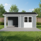 Gartenhaus aus WPC mit Terrasse 28mm hellgrau 15m² PREMIUM - Woodlife Garden