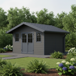 Gartenhaus aus WPC 28mm dunkelgrau und anthrazit 14,75m² PREMIUM - Woodlife Garden
