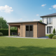 Gartenhaus mit Terrasse und Pultdach aus 28mm WPC in Holzoptik 16,8m² PREMIUM - Woodlife Garden