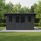 Gartenhaus aus WPC 28mm in Dunkelgrau und Anthrazit 12m² PREMIUM mit Pultdach - Woodlife Garden