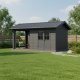 Gartenhaus + Terrasse aus WPC 28mm in Dunkelgrau und Anthrazit 15m² PREMIUM - Woodlife Garden