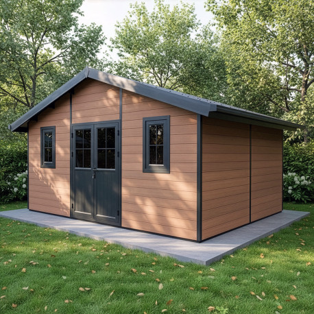 Gartenhaus aus WPC 28mm Holzoptik 498x386cm PREMIUM - Woodlife Garden