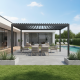 Pavillon mit Lamellendach aus Aluminium freistehend + motorisiert DOBLA mit doppelten Lamellen in Graphitschwarz 4x3m - X-METAL