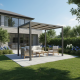 Pavillon mit motorisiertem, einziehbarem Tuch aus Aluminium in Graphitschwarz, freistehend 3x3m - X-METAL