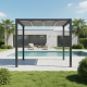 Pavillon mit motorisiertem, einziehbarem Tuch aus Aluminium in Graphitschwarz, freistehend 3x3m - X-METAL