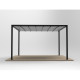 Pavillon mit motorisiertem, einziehbarem Tuch aus Aluminium in Graphitschwarz, freistehend 3x4m - X-METAL