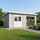 Gartenhaus mit Terrasse und Pultdach aus 28mm WPC in Hellgrau 16,8m² PREMIUM - Woodlife Garden