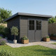 Gartenhaus aus WPC 28mm dunkelgrau und anthrazit 302x302cm PREMIUM mit Pultdach - Woodlife Garden