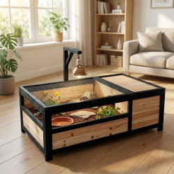 Schildkrötengehege für drinnen oder draußen aus thermobehandeltem FSC-Holz 97x57x33cm - Shelty Pet