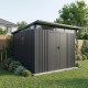 Gartenhaus aus verzinktem Stahl Kosto mit Pultdach dunkelgrau 5,71m² + Verankerungskit X-Metal