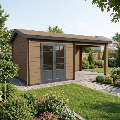 Gartenhaus aus WPC Altholz 9m² + 9m² Terrasse - Woodlife Garden