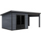 Gartenhaus aus WPC mit Pultdach und Aluminiumgestell dunkelgrau 7,8m² + 7,8m² Terrasse - Woodlife Garden