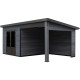 Gartenhaus aus WPC mit Pultdach und Aluminiumgestell dunkelgrau 7,8m² + 7,8m² Terrasse - Woodlife Garden