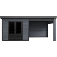 Gartenhaus aus WPC mit Pultdach und Aluminiumgestell dunkelgrau 7,8m² + 7,8m² Terrasse - Woodlife Garden