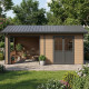 Gartenhaus aus WPC mit Terrasse 28mm in Holzoptik 15m² PREMIUM - Woodlife Garden