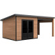Gartenhaus aus WPC mit Pultdach und Aluminiumgestell Altholzoptik 7,8m² + 7,8m² Terrasse - Woodlife Garden