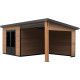 Gartenhaus aus WPC mit Pultdach und Aluminiumgestell Altholzoptik 7,8m² + 7,8m² Terrasse - Woodlife Garden